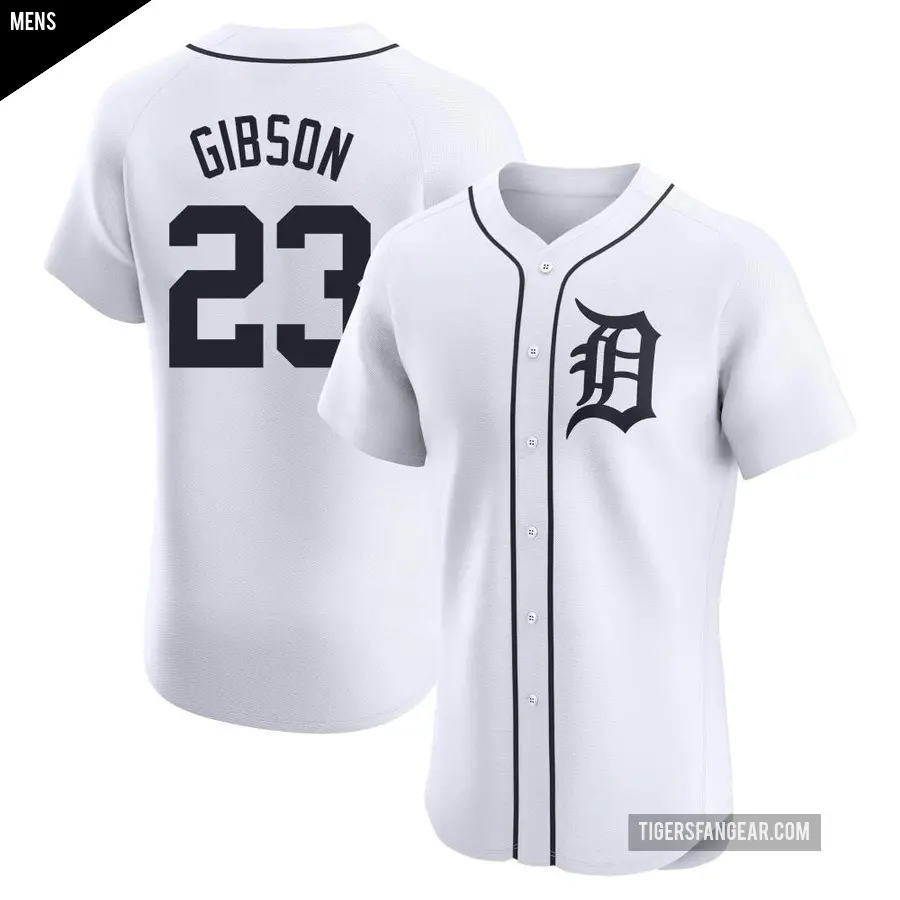 Men's Detroit Tigers ＃23 Kirk Gibson Elite White Home Jersey