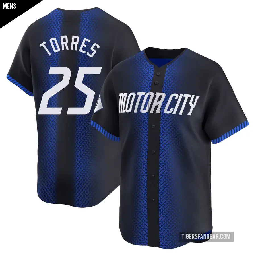 Men's Detroit Tigers ＃25 Gleyber Torres Limited Blue 2024 City Connect Jersey