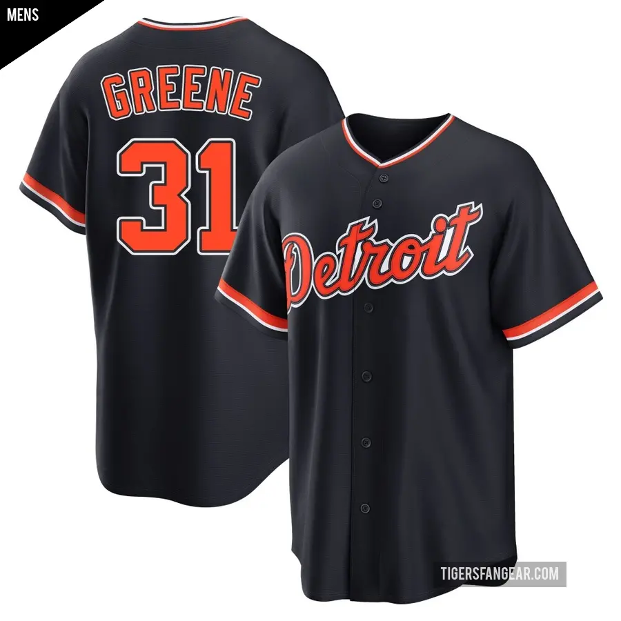 Men's Detroit Tigers ＃31 Riley Greene Replica Green Navy Alternate 2nd Jersey