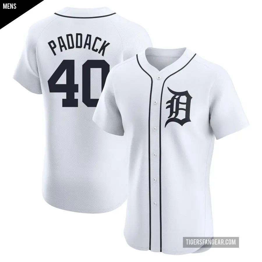 Men's Detroit Tigers ＃40 Chris Paddack Elite White Home Jersey