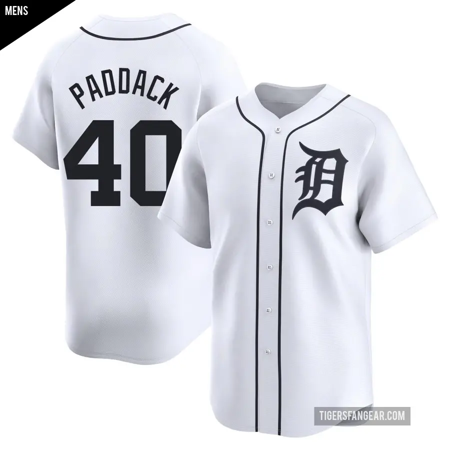 Men's Detroit Tigers ＃40 Chris Paddack Limited White Home Jersey