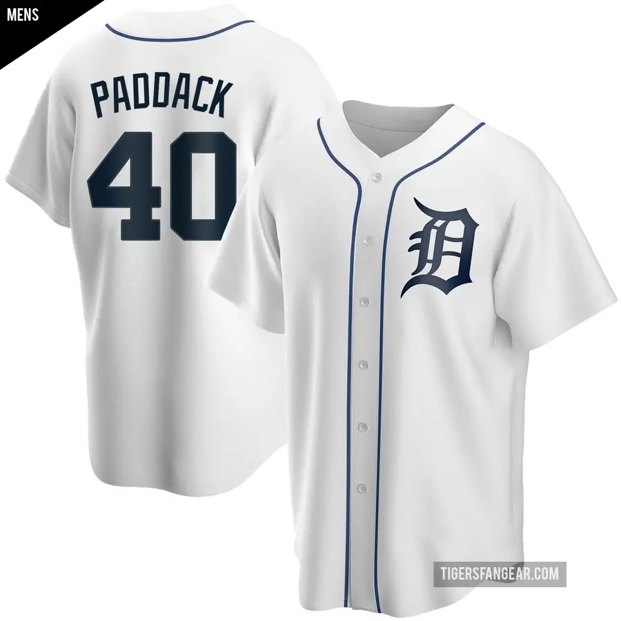 Men's Detroit Tigers ＃40 Chris Paddack Replica White Home Jersey