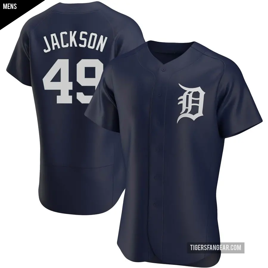 Men's Detroit Tigers ＃49 Luke Jackson Authentic Navy Alternate Jersey