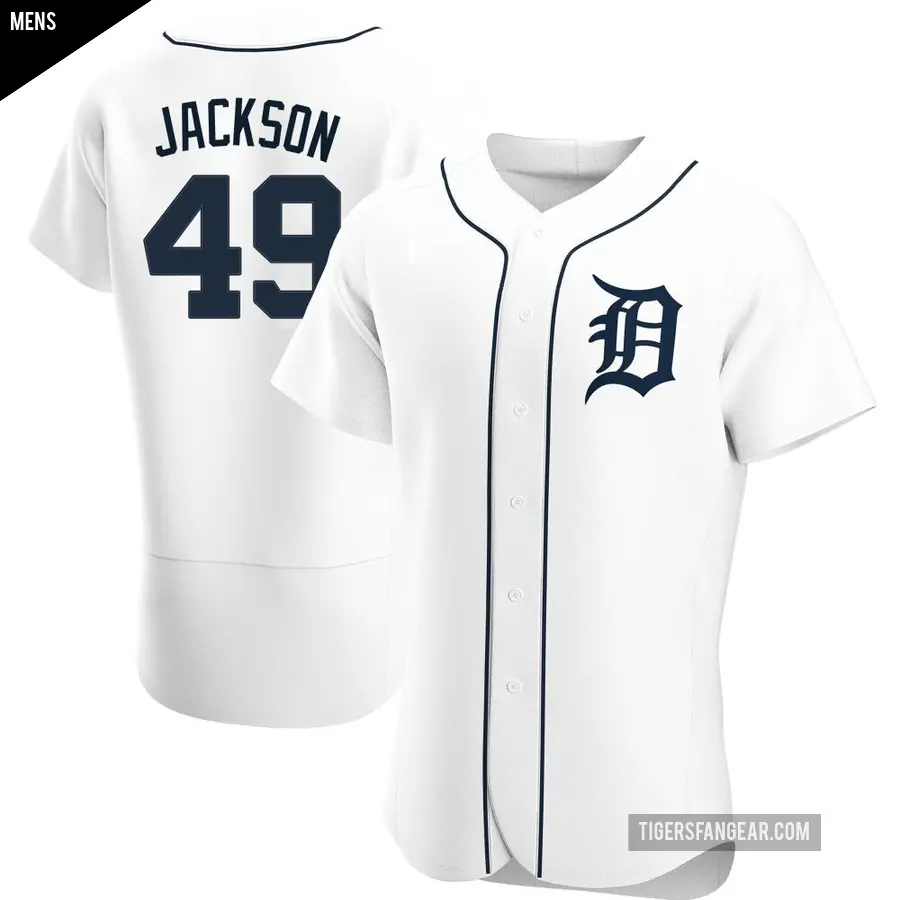 Men's Detroit Tigers ＃49 Luke Jackson Authentic White Home Jersey
