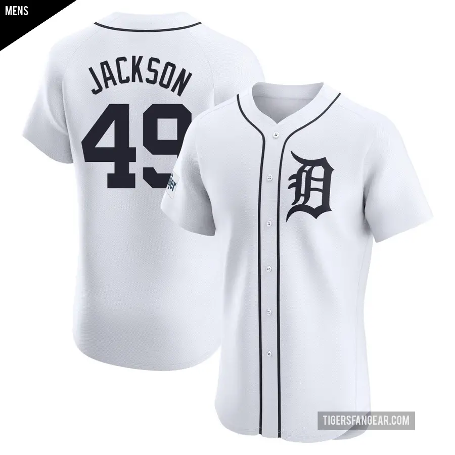 Men's Detroit Tigers ＃49 Luke Jackson Elite White Home Patch Jersey