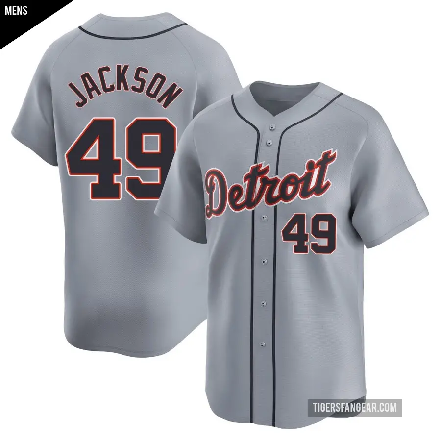 Men's Detroit Tigers ＃49 Luke Jackson Limited Gray Road Jersey
