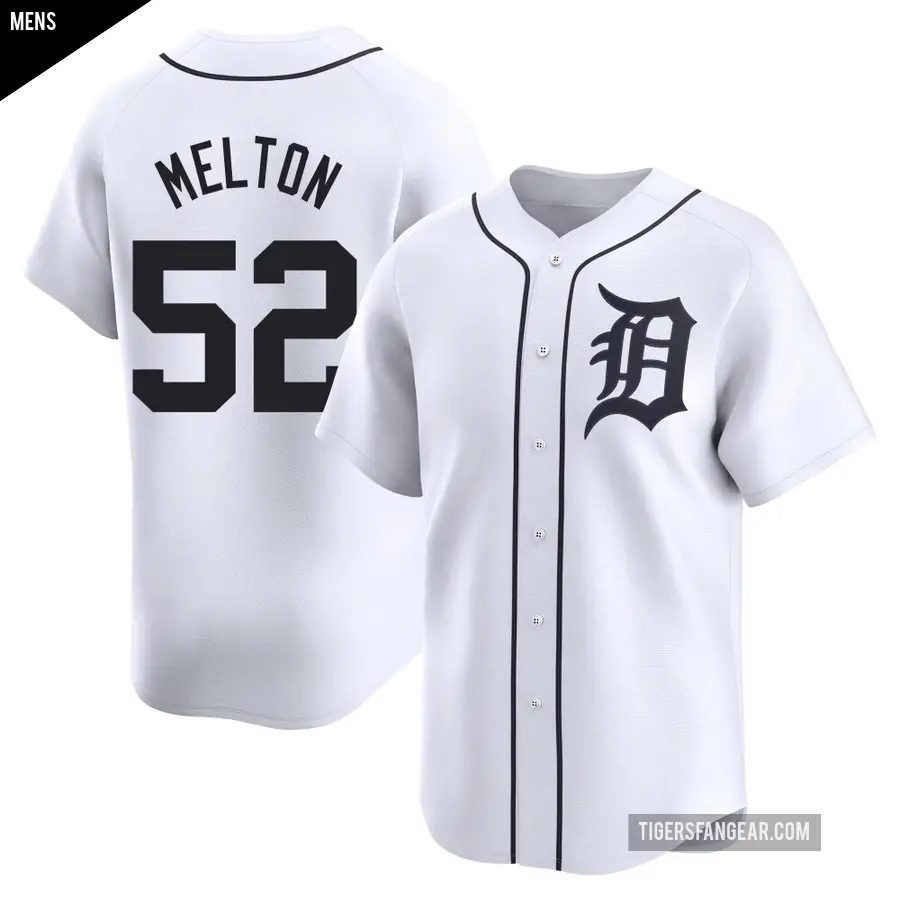 Men's Detroit Tigers ＃52 Troy Melton Limited White Home Jersey
