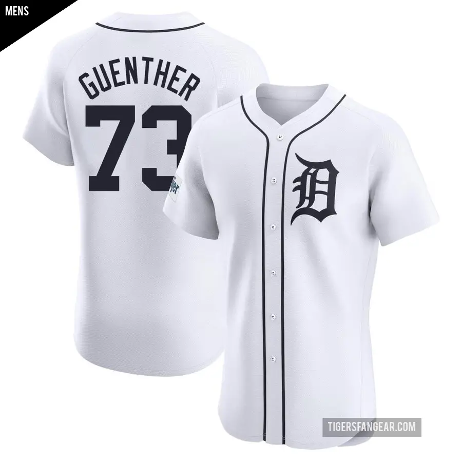 Men's Detroit Tigers ＃73 Sean Guenther Elite White Home Patch Jersey