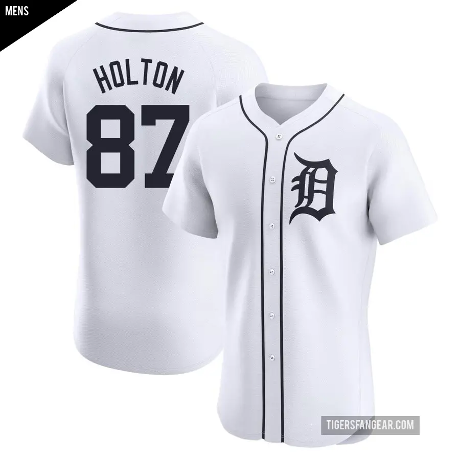 Men's Detroit Tigers ＃87 Tyler Holton Elite White Home Jersey