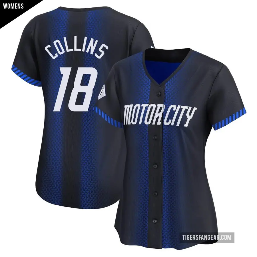 Women's Detroit Tigers ＃18 Tyler Collins Limited Blue 2024 City Connect Jersey