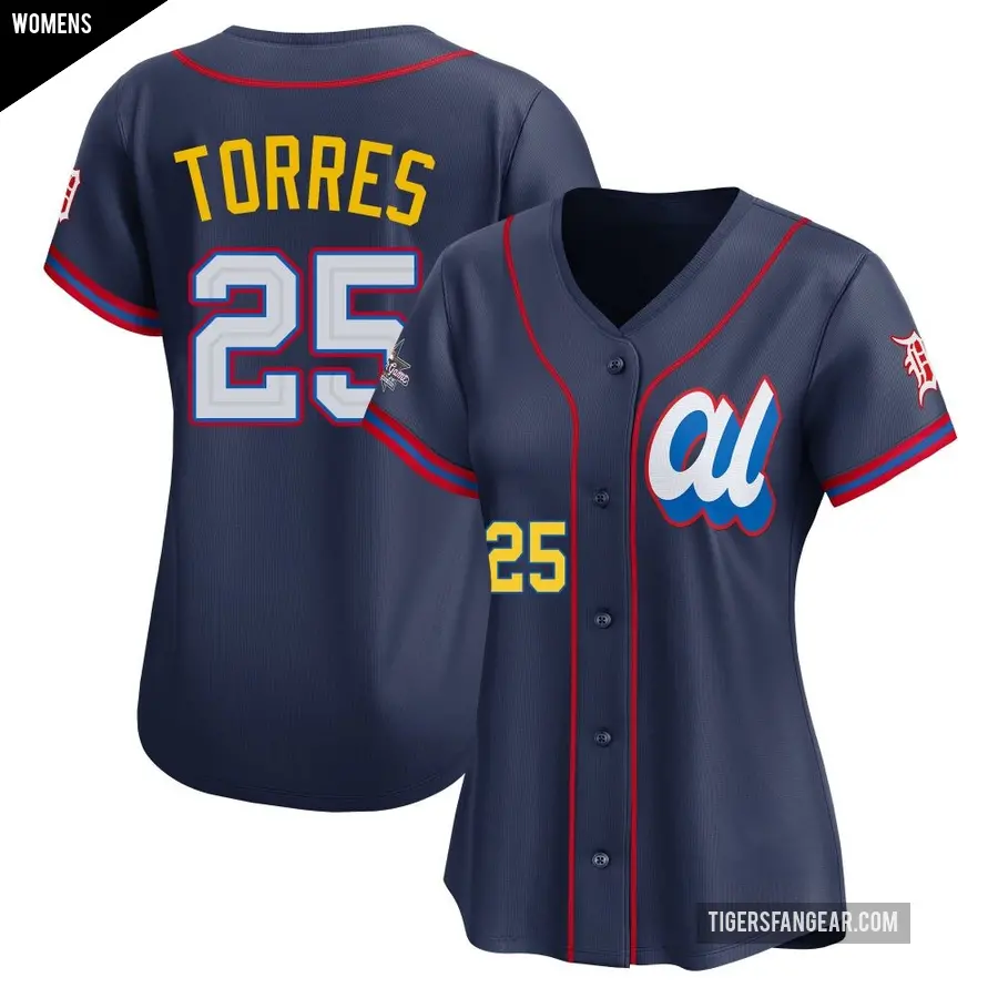 Women's Detroit Tigers ＃25 Gleyber Torres Limited Navy American League 2025 All-Star Edition Jersey