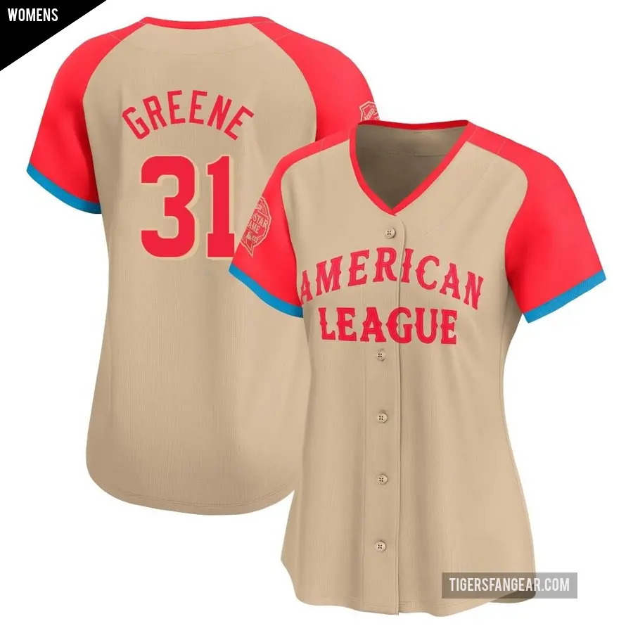Women's Detroit Tigers ＃31 Riley Greene Limited Green American League Cream 2024 All-Star Game Jersey