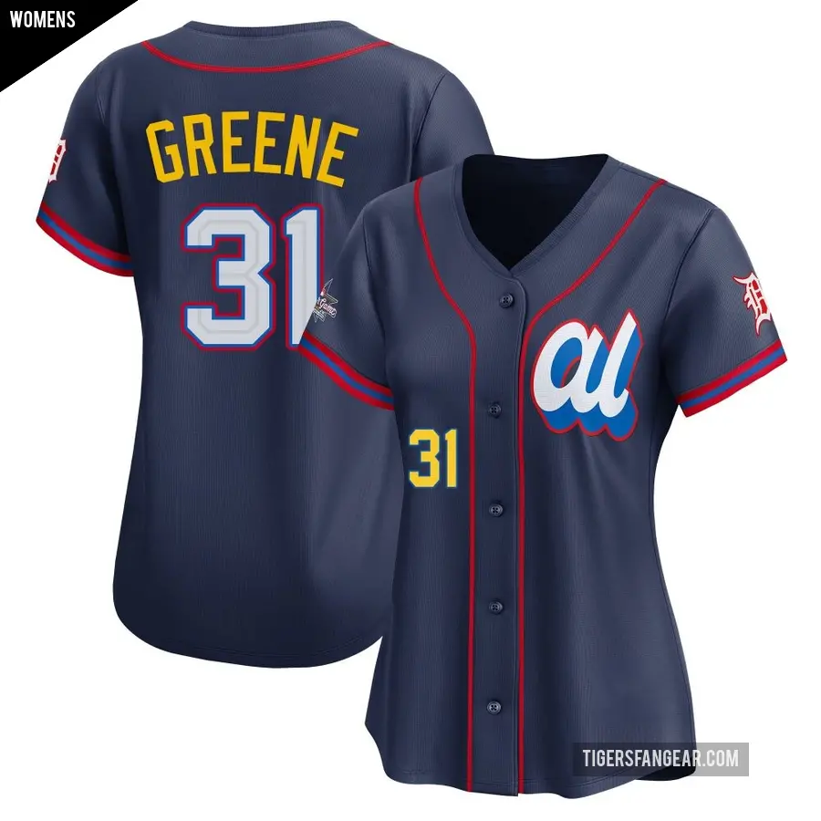 Women's Detroit Tigers ＃31 Riley Greene Limited Green American League Navy 2025 All-Star Edition Jersey