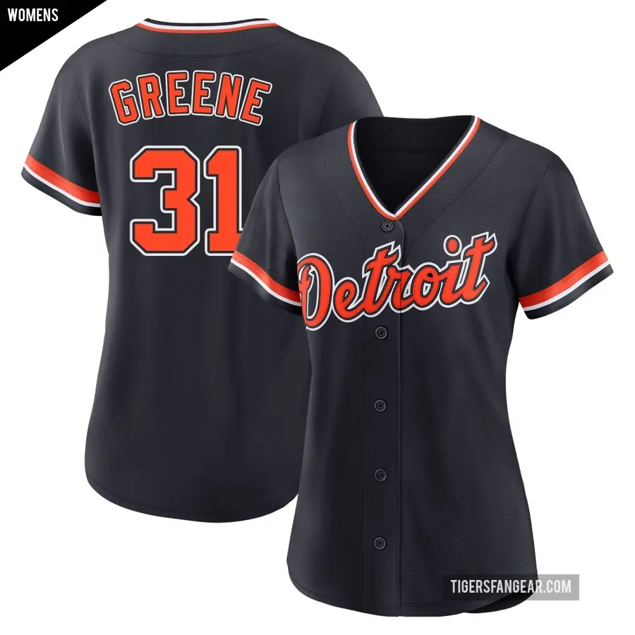 Women's Detroit Tigers ＃31 Riley Greene Replica Green Navy Alternate 2nd Jersey
