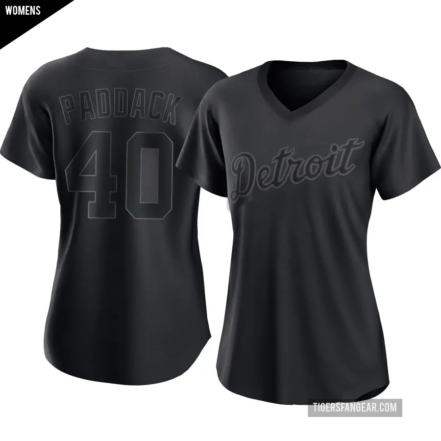 Women's Detroit Tigers ＃40 Chris Paddack Authentic Black Pitch Fashion Jersey