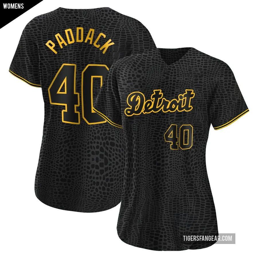 Women's Detroit Tigers ＃40 Chris Paddack Authentic Black Snake Skin City Jersey