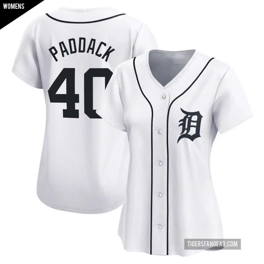 Women's Detroit Tigers ＃40 Chris Paddack Limited White Home Jersey