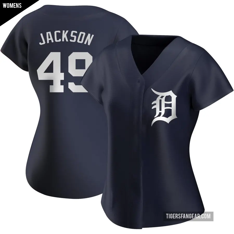 Women's Detroit Tigers ＃49 Luke Jackson Replica Navy Alternate Jersey
