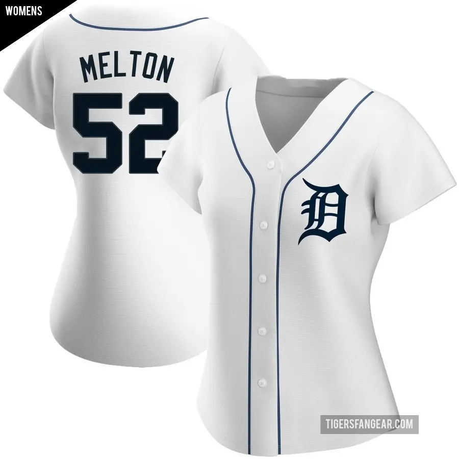 Women's Detroit Tigers ＃52 Troy Melton Authentic White Home Jersey