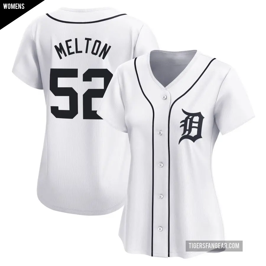 Women's Detroit Tigers ＃52 Troy Melton Limited White Home Jersey