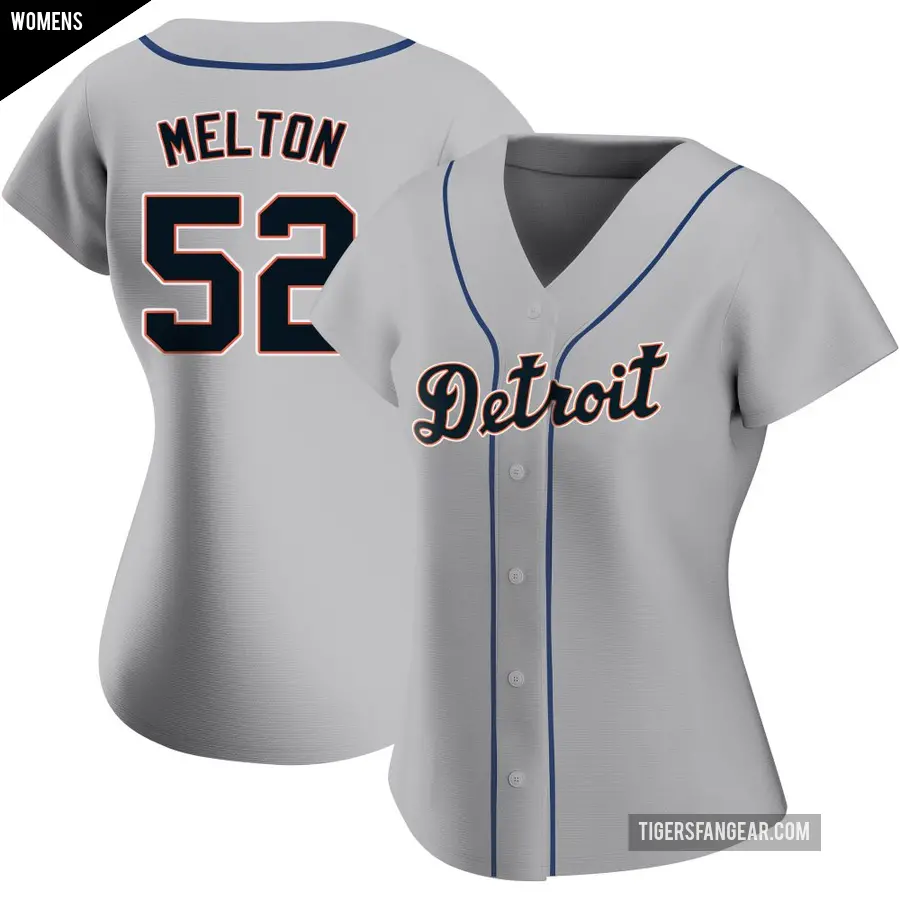 Women's Detroit Tigers ＃52 Troy Melton Replica Gray Road Jersey