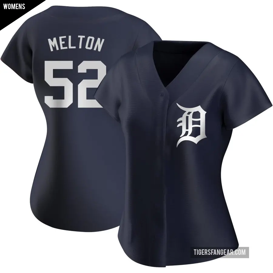 Women's Detroit Tigers ＃52 Troy Melton Replica Navy Alternate Jersey