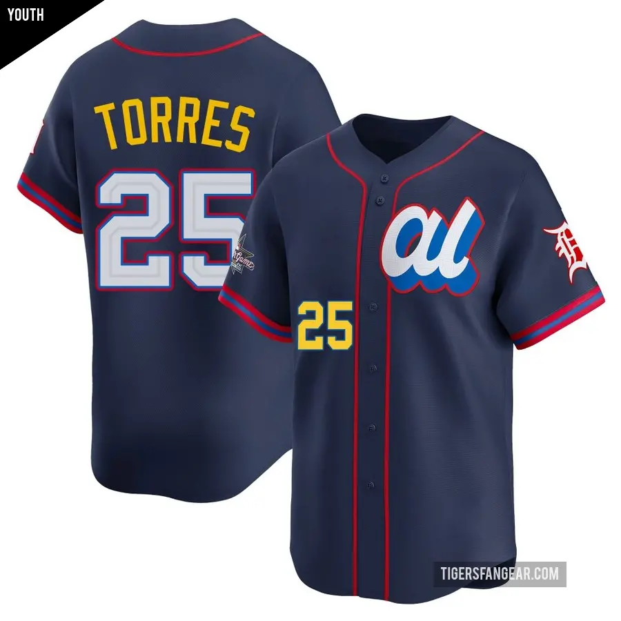 Youth Detroit Tigers ＃25 Gleyber Torres Limited Navy American League 2025 All-Star Edition Jersey