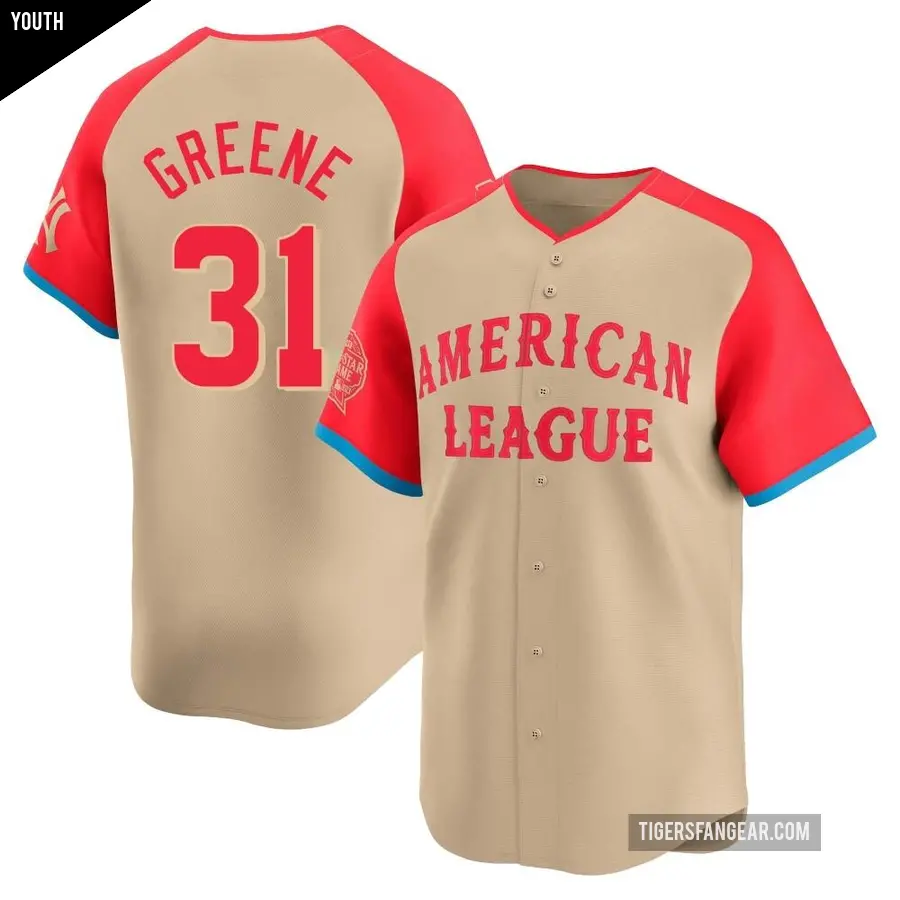 Youth Detroit Tigers ＃31 Riley Greene Limited Green American League Cream 2024 All-Star Game Jersey