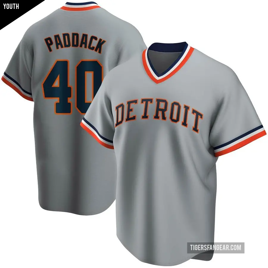 Youth Detroit Tigers ＃40 Chris Paddack Gray Road Cooperstown Collection Jersey