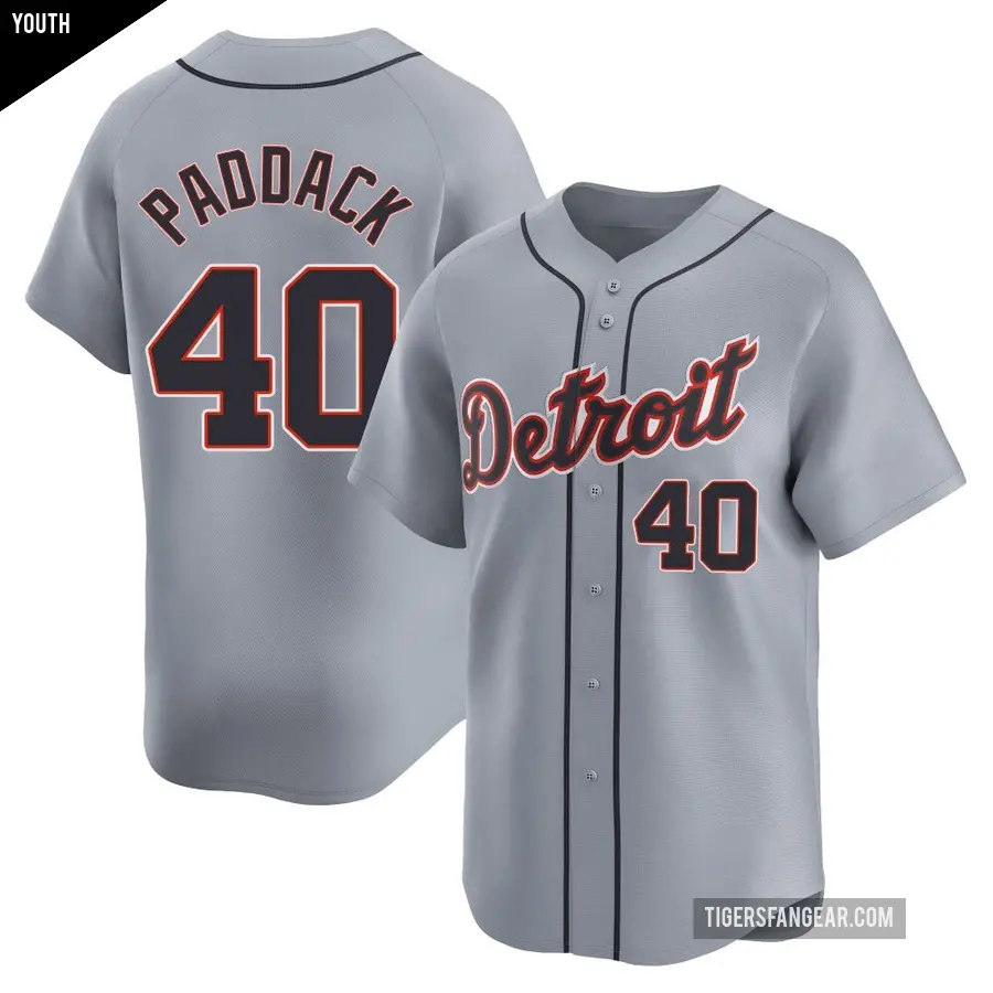 Youth Detroit Tigers ＃40 Chris Paddack Limited Gray Road Jersey