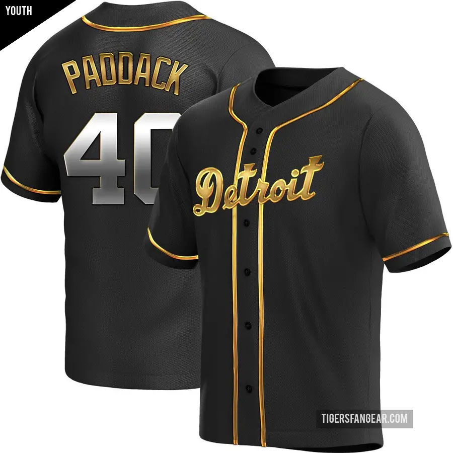 Youth Detroit Tigers ＃40 Chris Paddack Replica Gold Black en Alternate Jersey