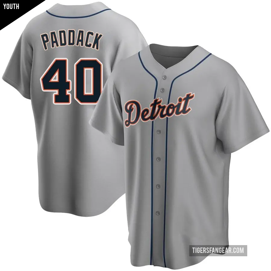 Youth Detroit Tigers ＃40 Chris Paddack Replica Gray Road Jersey