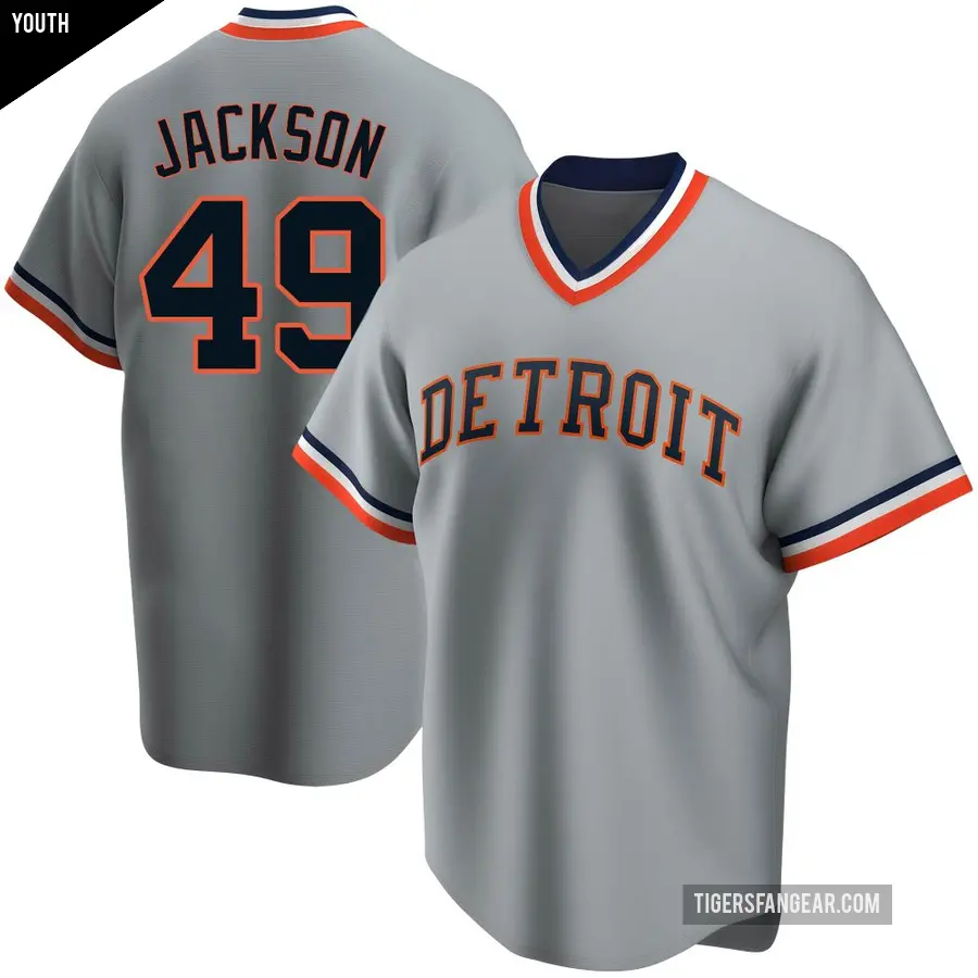 Youth Detroit Tigers ＃49 Luke Jackson Replica Gray Road Cooperstown Collection Jersey